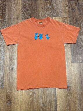 Orange Short Sleeve Tee with Blue Animal Graphics